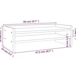 vidaXL Monitorständer Grau 50x24x16 cm Massivholz Kiefer