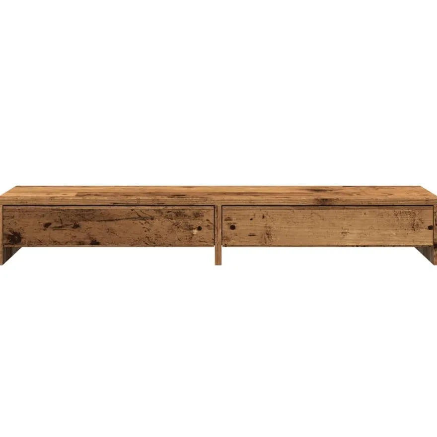 vidaXL Monitorständer mit Schubladen Altholz-Optik 100x27x15 cm