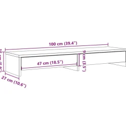 vidaXL Monitorständer mit Schubladen Altholz-Optik 100x27x15 cm
