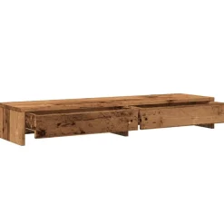 vidaXL Monitorständer mit Schubladen Altholz-Optik 100x27x15 cm