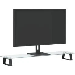 vidaXL Monitorständer Schwarz 80x20x8 cm Hartglas und Metall