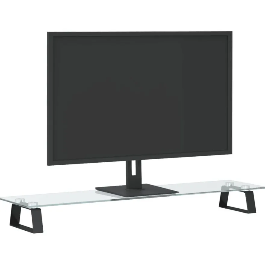 vidaXL Monitorständer Schwarz 80x20x8 cm Hartglas und Metall