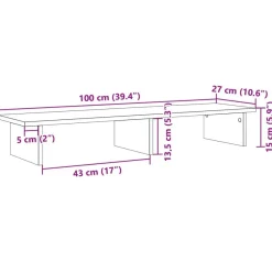 vidaXL Monitorständer Sonoma-Eiche 100x27x15 cm Holzwerkstoff