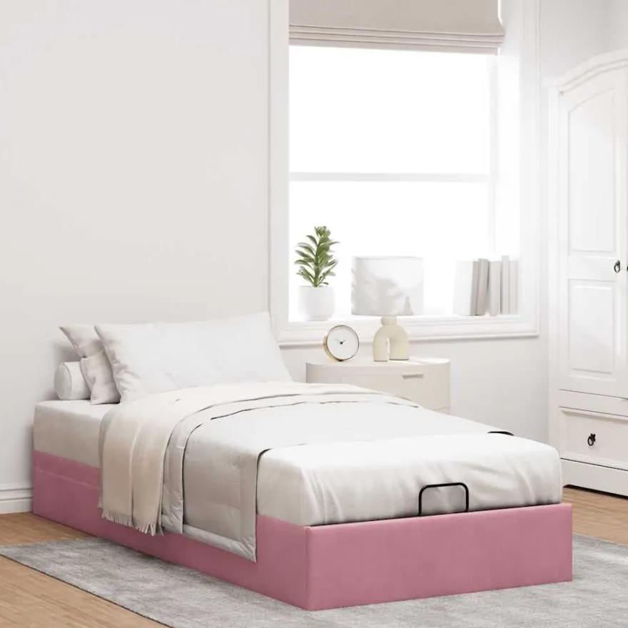 vidaXL Ottoman-Bett ohne Matratze Rosa 100x200 cm Samt