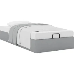 vidaXL Ottoman-Bett ohne Matratze Hellgrau 100x200 cm Stoff