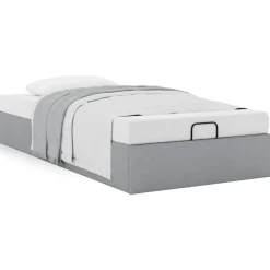 vidaXL Ottoman-Bett ohne Matratze Hellgrau 100x200 cm Stoff