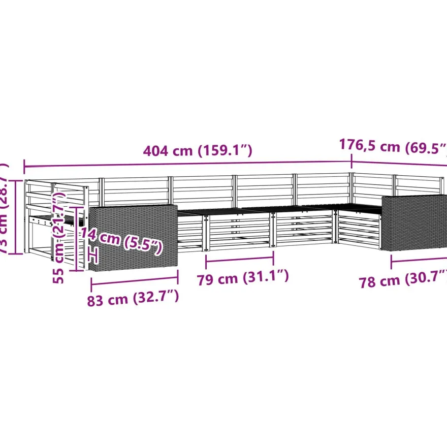 vidaXL Outdoor-Sofagarnitur 7 stk. Natur Massivholz Akazie