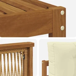 vidaXL Outdoor-Sofagarnitur 6 stk. Natur und Creme Massivholz Akazie