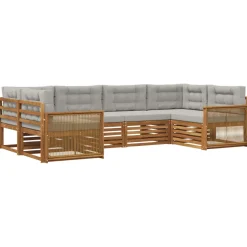vidaXL Outdoor-Sofagarnitur 6 stk. Natürlich und Hellgrau