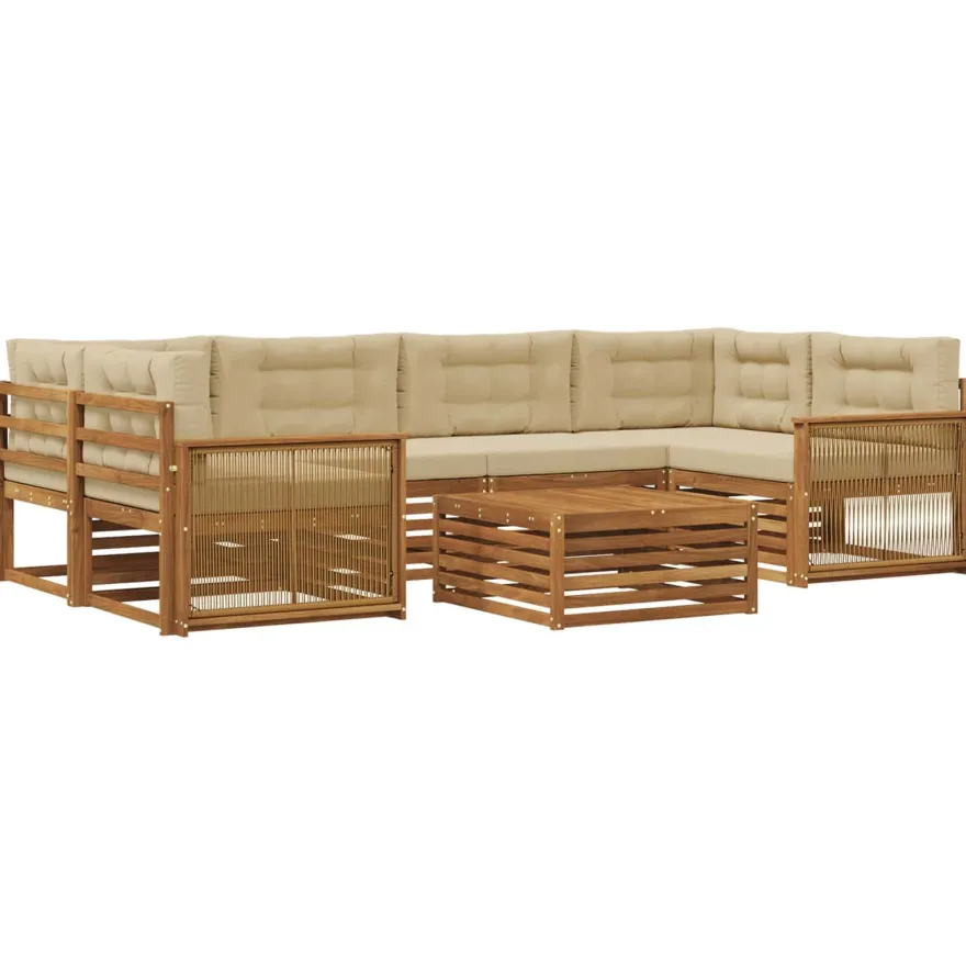 vidaXL Outdoor-Sofagarnitur 7 stk. Natur und Beige