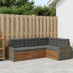 vidaXL Outdoor-Sofagarnitur 4 stk. Natur und Anthrazit Polyester