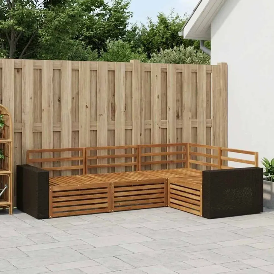 vidaXL Outdoor-Sofagarnitur 4 stk. Natur Massivholz Akazie