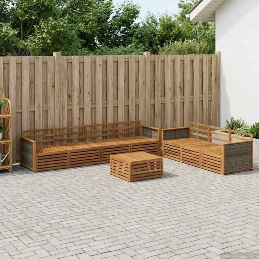 vidaXL Outdoor-Sofagarnitur 8 stk. Natur Massivholz Akazie