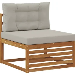 vidaXL Outdoor-Sofagarnitur 7 stk. Natürlich und Hellgrau Polyester