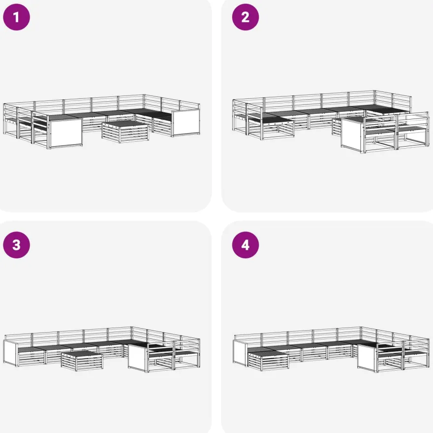 vidaXL Outdoor-Sofagarnitur 10 stk. Natur Massivholz Akazie