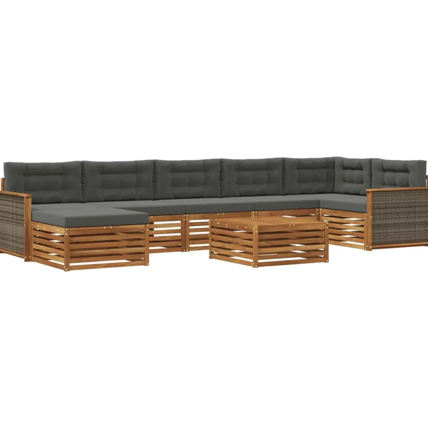 vidaXL Outdoor-Sofagarnitur 8 stk. Natur und Anthrazit