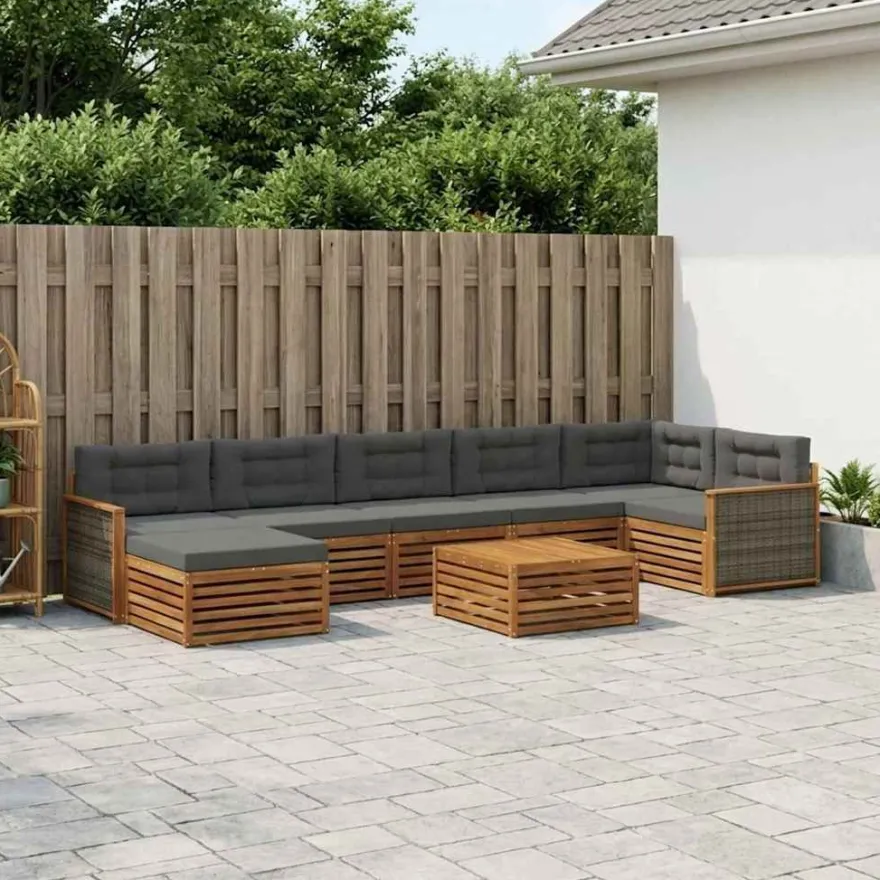 vidaXL Outdoor-Sofagarnitur 8 stk. Natur und Anthrazit