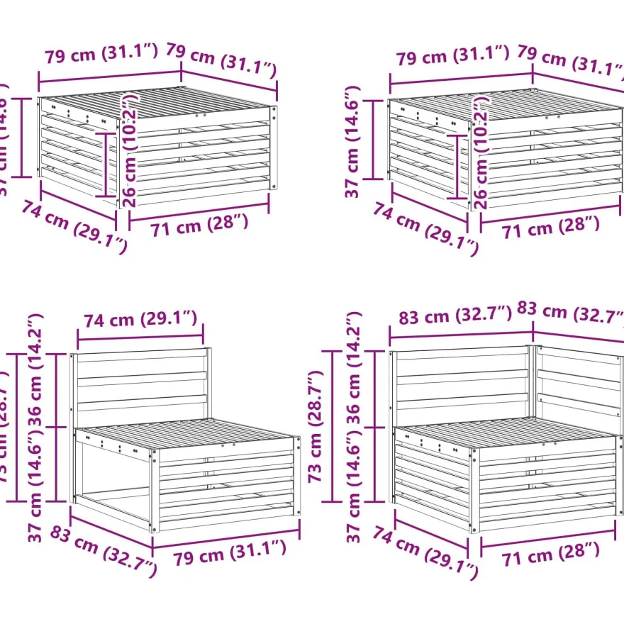 vidaXL Outdoor-Sofagarnitur 9 stk. Natur Massivholz Akazie