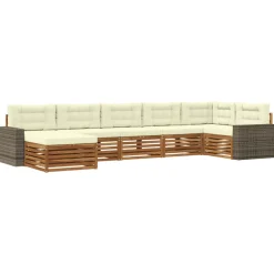 vidaXL Outdoor-Sofagarnitur 7 stk. Natur und Creme