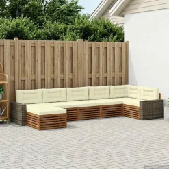 vidaXL Outdoor-Sofagarnitur 7 stk. Natur und Creme