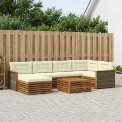 vidaXL Outdoor-Sofagarnitur 7 stk. Natur und Creme