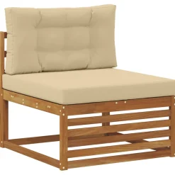 vidaXL Outdoor-Sofagarnitur 9 stk. Natur und Beige Massivholz Akazie