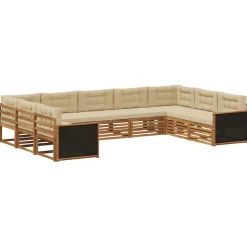 vidaXL Outdoor-Sofagarnitur 9 stk. Natur und Beige Massivholz Akazie