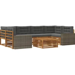 vidaXL Outdoor-Sofagarnitur 7 stk. Natur und Anthrazit Polyester
