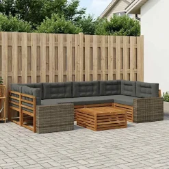 vidaXL Outdoor-Sofagarnitur 7 stk. Natur und Anthrazit Polyester