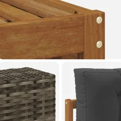 vidaXL Outdoor-Sofagarnitur 7 stk. Natur und Anthrazit Polyester