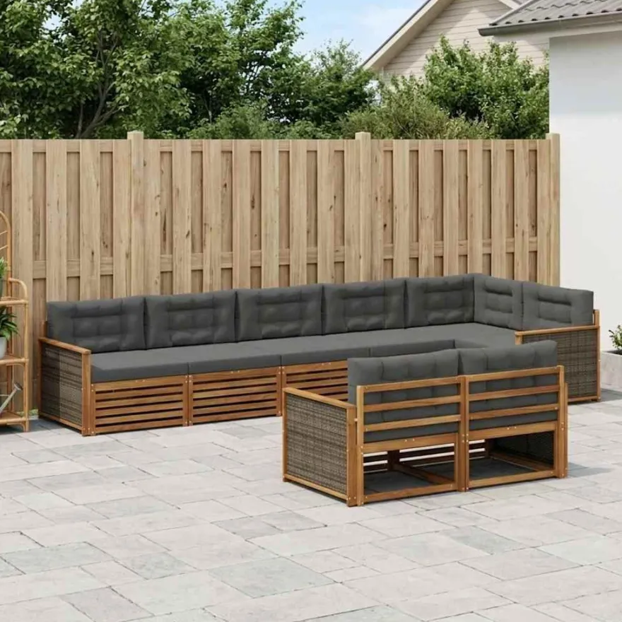 vidaXL Outdoor-Sofagarnitur 8 stk. Natur und Anthrazit