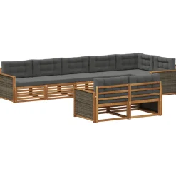 vidaXL Outdoor-Sofagarnitur 8 stk. Natur und Anthrazit
