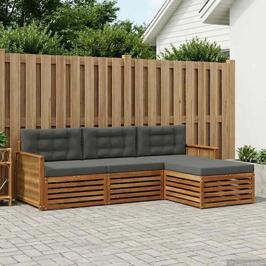 vidaXL Outdoor-Sofagarnitur 4 stk. Natur und Anthrazit