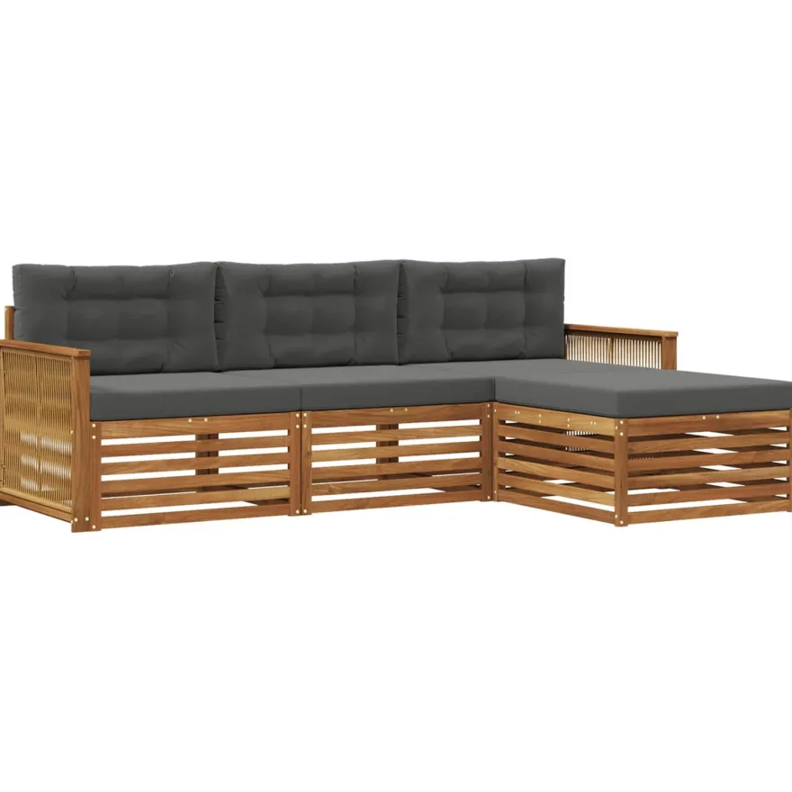 vidaXL Outdoor-Sofagarnitur 4 stk. Natur und Anthrazit