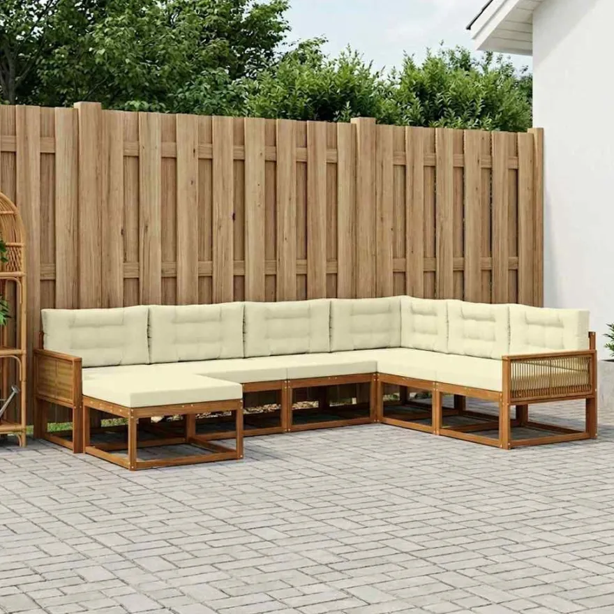 vidaXL Outdoor-Sofagarnitur 8 stk. Natur und Creme