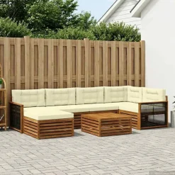 vidaXL Outdoor-Sofagarnitur 7 stk. Natur und Creme
