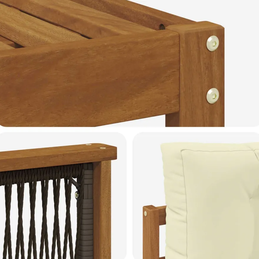 vidaXL Outdoor-Sofagarnitur 7 stk. Natur und Creme