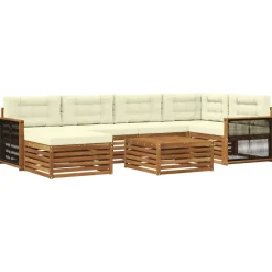 vidaXL Outdoor-Sofagarnitur 7 stk. Natur und Creme