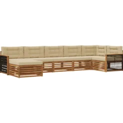 vidaXL Outdoor-Sofagarnitur 7 stk. Natur und Beige