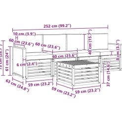 vidaXL Outdoor-Sofagarnitur 5 stk. Natur und Creme Massivholz Akazie