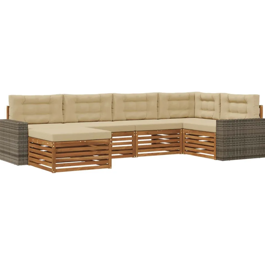 vidaXL Outdoor-Sofagarnitur 6 stk. Natur und Beige