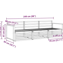 vidaXL Outdoor-Sofagarnitur 3 stk. Natur Massivholz Akazie