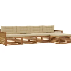 vidaXL Outdoor-Sofagarnitur 5 stk. Natur und Beige