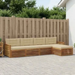 vidaXL Outdoor-Sofagarnitur 5 stk. Natur und Beige