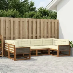 vidaXL Outdoor-Sofagarnitur 6 stk. Natur und Creme