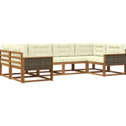 vidaXL Outdoor-Sofagarnitur 6 stk. Natur und Creme