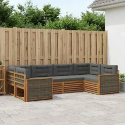 vidaXL Outdoor-Sofagarnitur 6 stk. Natur und Anthrazit