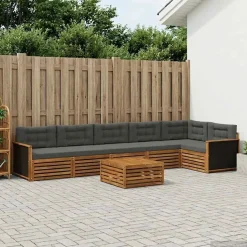 vidaXL Outdoor-Sofagarnitur 7 stk. Natur und Anthrazit Polyester