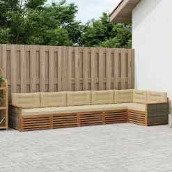 vidaXL Outdoor-Sofagarnitur 6 stk. Natur und Beige