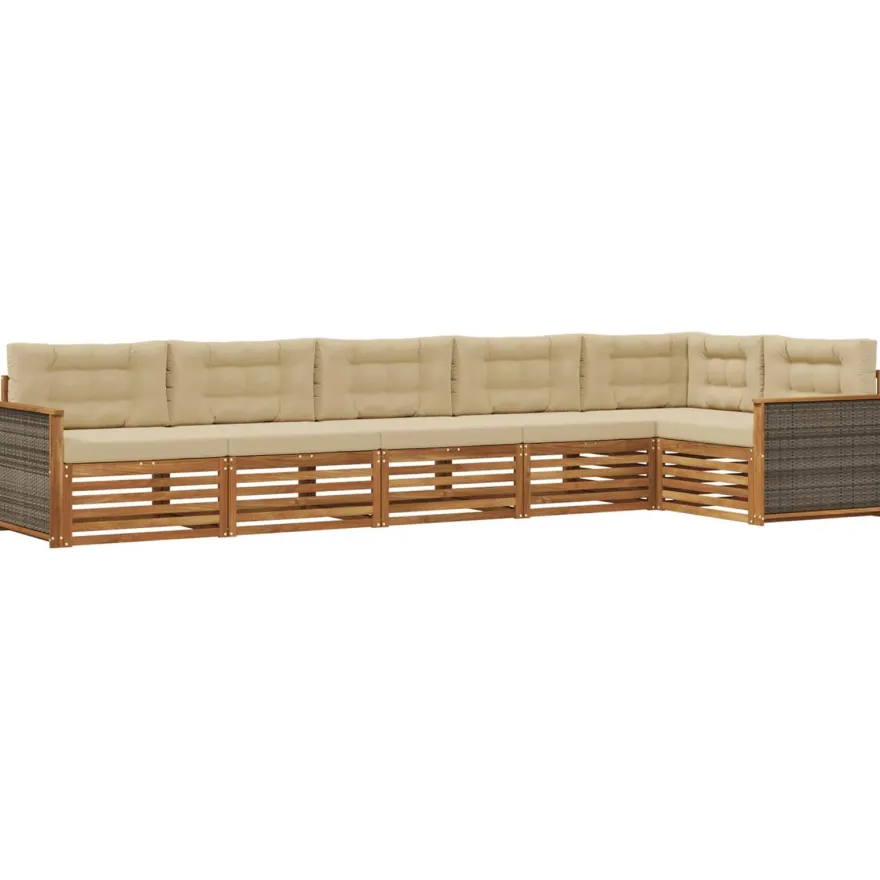 vidaXL Outdoor-Sofagarnitur 6 stk. Natur und Beige